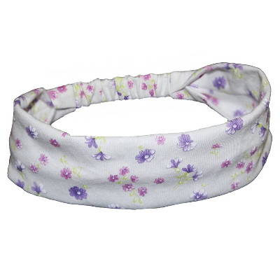 Sommer Haarband Mädchen aus Baumwolljersey – Weiß Bunt geblümt, Größen 51-55, Breiten 6-8 cm