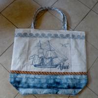 Shopper Bag XXL /  Stofftasche / Strandtasche / der ideale Alltagsbegleiter im maritimen Style - " Ahoi" Bild 3