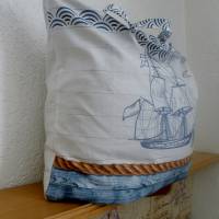 Shopper Bag XXL /  Stofftasche / Strandtasche / der ideale Alltagsbegleiter im maritimen Style - " Ahoi" Bild 6