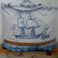 Shopper Bag XXL /  Stofftasche / Strandtasche / der ideale Alltagsbegleiter im maritimen Style - " Ahoi" Bild 7