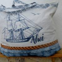 Shopper Bag XXL /  Stofftasche / Strandtasche / der ideale Alltagsbegleiter im maritimen Style - " Ahoi" Bild 8