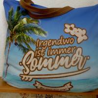 Shopper Bag XXL /  Stofftasche / Strandtasche  im maritimen Style - " Irgendwo ist immer Sommer" Bild 1