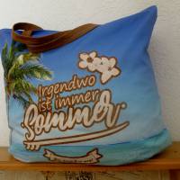 Shopper Bag XXL /  Stofftasche / Strandtasche  im maritimen Style - " Irgendwo ist immer Sommer" Bild 4