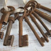 10 alte Schlüssel mit aufwändigen Bärten Vintage Bild 1