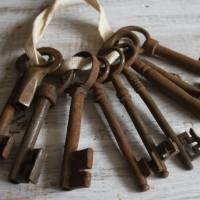 10 alte Schlüssel mit aufwändigen Bärten Vintage Bild 5