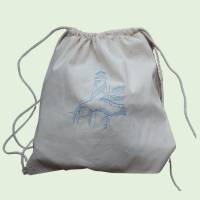 Sommer- Baumwoll-Rucksack mit einem Leuchtturm bestickt, Baumwolle, Größe ca.38 x 40 cm Bild 4