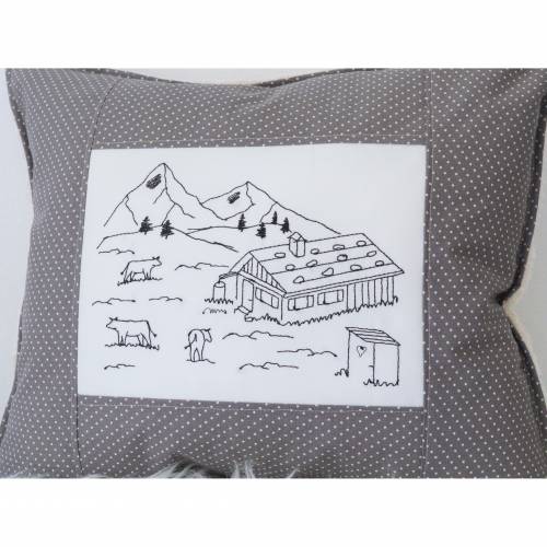 Stickdatei Berge Berg Alm Almwiese Berg Redwork 4 Größen