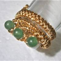 Ring mit Achat grün Spiralring goldfarben verstellbar Geschenk Hippy boho Daumenring Bild 4