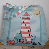 Shopper Bag XXL /  Stofftasche / Strandtasche / der ideale Alltagsbegleiter im maritimen Style - " Moin" Bild 1