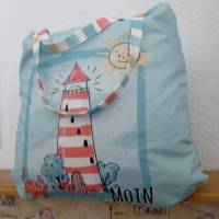 Shopper Bag XXL /  Stofftasche / Strandtasche / der ideale Alltagsbegleiter im maritimen Style - " Moin" Bild 3