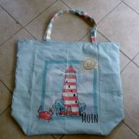 Shopper Bag XXL /  Stofftasche / Strandtasche / der ideale Alltagsbegleiter im maritimen Style - " Moin" Bild 6