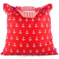 maritimer Einkaufsbeutel, Stofftasche, Baumwollbeutel faltbar *Anker* rot Bild 1