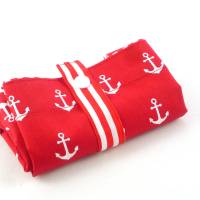 maritimer Einkaufsbeutel, Stofftasche, Baumwollbeutel faltbar *Anker* rot Bild 5