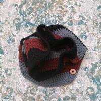 Schlauchschal Loop Schal Baumwollmischung Streifen gehäkelt grau rostrot schwarz Bild 1
