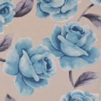 Sommersweat French Terry mit Rosen blau und rosa Hilco 50 cm x 145 cm Bild 2