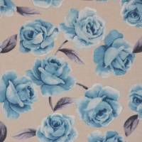 Sommersweat French Terry mit Rosen blau und rosa Hilco 50 cm x 145 cm Bild 3