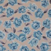Sommersweat French Terry mit Rosen blau und rosa Hilco 50 cm x 145 cm Bild 4