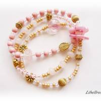 3-reihiges elastisches Armband mit Perlmuttblumen - dehnbar,romantisch,verspielt,maritim,rosa Bild 5