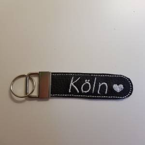 Schlüsselanhänger schwarz weiss  Anhänger Köln Herz  Schlüsselanhänger Bild 1