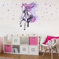 172 Wandtattoo Pferd rosa lila flieder Sterne - in 4 Größen - schöne Kinderzimmer Sticker Bild 2