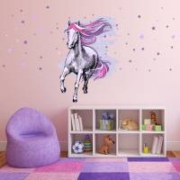 172 Wandtattoo Pferd rosa lila flieder Sterne - in 4 Größen - schöne Kinderzimmer Sticker Bild 3