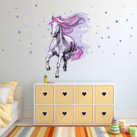 172 Wandtattoo Pferd rosa lila flieder Sterne - in 4 Größen - schöne Kinderzimmer Sticker Bild 4