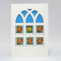 Briefmarken Blüten, upcycling, Klappkarte mit Umschlag, Kapuzinerkresse Bild 2