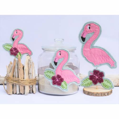 Stickdatei Flamingo ITH SET Stabstickdatei Blumenstecker Aufhänger