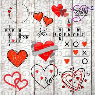 Großer Plotterset "Herzbundle" , SVG, DXF inkl. Sprüche