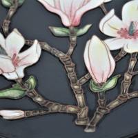 Vintage Wandteller mit Magnolienblüten Bild 4