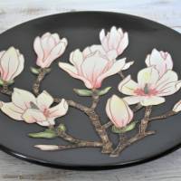 Vintage Wandteller mit Magnolienblüten Bild 5