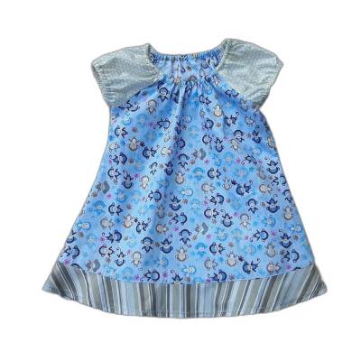 Mädchenkleid Sommerkleid Größe 74/80 - süße Äffchen hellblau beige