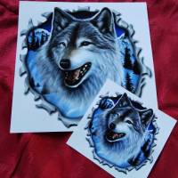 Aufkleber (Sticker) Wolf in blau Bild 1