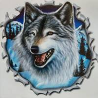 Aufkleber (Sticker) Wolf in blau Bild 2