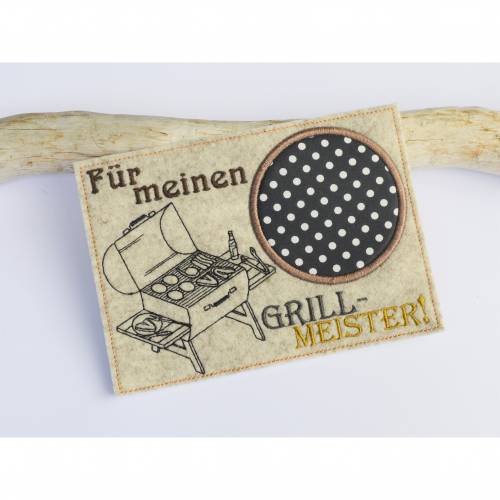 Stickdatei Grill Männer Untersetzer verschiedene Motive