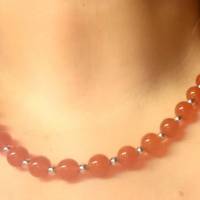 Tolle Halskette aus roten Achat-Perlen Bild 1
