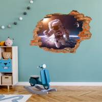 176 Wandtattoo Astronaut - Loch in der Wand - in 6 Größen - Kinderzimmer Jugendzimmer Wandbild Wanddeko Teenager Bild 4