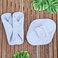 waschbare Stoffbinden Set aus Baumwolle - nachhaltige Monatshygiene - Zero Waste - grau weiß geometrisch Bild 1