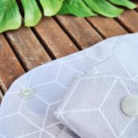 waschbare Stoffbinden Set aus Baumwolle - nachhaltige Monatshygiene - Zero Waste - grau weiß geometrisch Bild 5