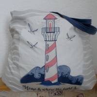 Shopper Bag XXL /  Stofftasche / Strandtasche  im maritimen Style - " Zuhause ist wo das Licht brennt" Bild 1