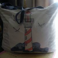 Shopper Bag XXL /  Stofftasche / Strandtasche  im maritimen Style - " Zuhause ist wo das Licht brennt" Bild 10