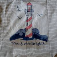 Shopper Bag XXL /  Stofftasche / Strandtasche  im maritimen Style - " Zuhause ist wo das Licht brennt" Bild 3