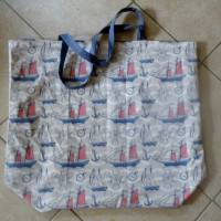 Shopper Bag XXL /  Stofftasche / Strandtasche  im maritimen Style - " Zuhause ist wo das Licht brennt" Bild 4