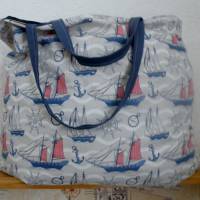 Shopper Bag XXL /  Stofftasche / Strandtasche  im maritimen Style - " Zuhause ist wo das Licht brennt" Bild 7