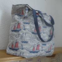 Shopper Bag XXL /  Stofftasche / Strandtasche  im maritimen Style - " Zuhause ist wo das Licht brennt" Bild 8