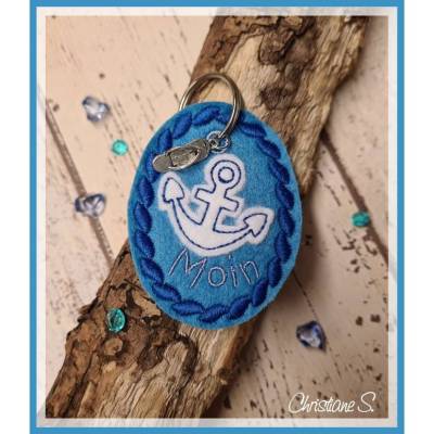 * Anker Schlüsselanhänger ITH *  Doodle mit Kordelrand + Blanco Datei