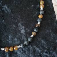 Tigeraugen Halskette/ Kette aus Lava Tigeraugen & Edelstahl Spiralen / Edelsteinschmuck Kette / Halskette aus Perlen Bild 5