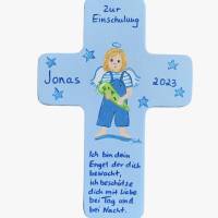 Schutzengelkreuz Junge Kinderkreuz Geschenk zur Einschulung Bild 1