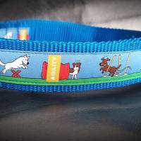 Hundehalsband 30 mm breit Muster Agilty  35-50 cm verstellbar ohne Polster Bild 1