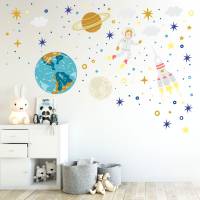178 Wandtattoo Sonnensystem Planeten Rakete Erde Mond Sterne - in 6 Größen - schöne Kinderzimmer Sticker Bild 4